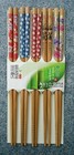 5 Pair Chopsticks Classic Bamboo Wood Beautiful Print Design Gift Set New