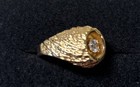 Vintage Gold Plated Textured Cz Mens Statement Ring Size 12 Nos