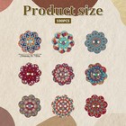 100 Pcs Multicolor Vintage Wooden Buttons mixed Pattern Flower Shaped Wooden