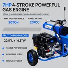 Log Splitter Portable 20 Ton Auto Return Ram System Powerful 7hp Gas Engine New
