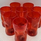 Blenko Crackle Dimpled Tangerine 5 1 2  T Tumblers Glasses Lot Of 8