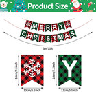 Merry Christmas Banner  Red Green Buffalo Plaid Check Holiday Garland  Rustic Sn