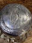 Antique Sterling Silver Cut Crystal Covered Vanity Jar Small Monogramed