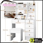 Vanity Desk With 10 Led Light Mirror Makeup Dressing Table Dresser Stool Set Usa