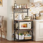 Kitchen Bakers Rack With Power Outlet  Microwave Oven Stand With Storage 4 Tiers