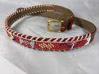 Seed Beaded Belt Leather Native American Thunderbird Size 26  -read
