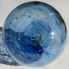 Japanese Blown Glass Float 3  Blue With    cobalt Swirls Antique  Usa Bz