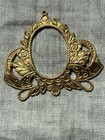 4 Art Nouveau Framed Oval Gold Finished Ribbon   Scroll Pendants