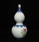 Old Chinese Blue   White Porcelain Pot Vase W  Cock Qianlong Mk