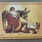 Vintage Christmas Card  Mary And Jesus With Geese  Dog Cat Chickens