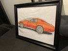 Chevrolet C3 Corvette Art Print Drawing Pencil Framed Automotive Decor 10x12