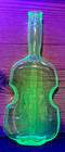 Vtg Vaseline Uranium Glass Figural Violin Cello Bottle - 10  Euc