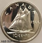 1964 Canada Dime Ten Cents Proof Like From Obw Roll Choice Gem Bu Unc 80  Silver