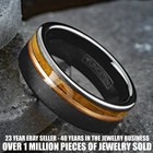 Black Tungsten Carbide Men s Ring Rose Gold Plated   Whiskey Barrel Wedding Band