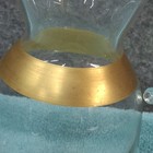 Vintage Mcm Gold Band Glass Cocktail Pitcher - Wide Band   Pinched Spout