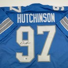 Autographed signed Aidan Hutchinson Detroit Blue Current Jersey Beckett Coa