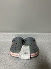 Crocs Mens 6 Women   s 8 Unisex Crocband Clogs Light Grey White Orange Stripe  