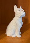 Vintage  French Bulldog White Porcelain ceramic Figurine Hand Painted 5 5  Japan