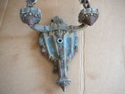 Art Deco 1920   s Riddle Co  Double Candle Sconce Polychrome Cast Aluminum