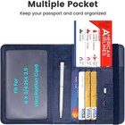 Passport Holder Leather Rfid Blocking Id Organizer Cover Dark Blue 