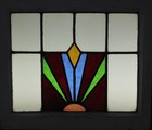 Geometrical Midsize Old English Leaded Stained Glass Window 22  X 19 5 