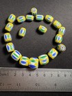 20 Vintage Indian Glass Trade Beads -  b1529  Fancy Chevron 10  Mm Lot