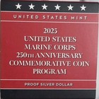 2025 P Marine Corps Silver   Proof   Uncirculated  1 Ogp Box Coa  999 Fine          