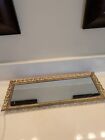 Vintage Long Rectangular Hollywood Regency Mirror Vanity Tray