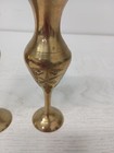 Vintage Antique Ornate Etched Solid Brass Plated Bud Flower Vase Set Of 2