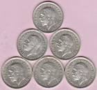 Great Britain  uk  Lot Of 6 Silver Three Pence Coins 1931 To 1936 - Km 831