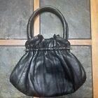 Vintage Leather Frame Purse Handbag Bag Black