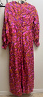 Vtg 60s 70s Custom Made Psychedelic Floral Pantsuit Jumpsuit Wide Leg Slit Lined