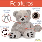 Huge Teddy Bear - 38 Inches  Light Gray  Fluffy Faux Fur  Ribbon   Bow Signat   