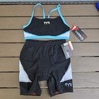 Tyr Carbon Women Blue black Tri Tank   Top  s    6 In Pad Short  xs  New