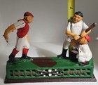 Vintage Hometown Battery Cast Iron Mechanical Baseball Coin Bank Reproduction