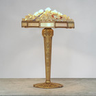 Art Deco Tiffany-style Table Lamp Vaihingen Stained Glass Metal Cast Vintage
