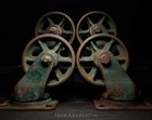 Antique Industrial Caster Set Vtg Cast Iron Wheel Furniture Table Kitchen Island