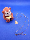 Vintage Velveteen Monkey Gift Jewelry Box With Pendant Necklace Animal Whimsy
