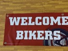 Budweiser Welcome Bikers Banner 50x14 Motorcycle Garage Bar Mancave Wall Decor