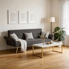 68  Modern Contemporary Fabric Futon Sofa Bed Gold Adjustable Backrest Tufted