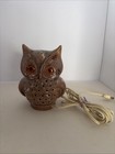 Vintage Ceramic Owl Lamp Night Light Brown Glaze Orange Eyes Needs Repair