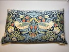 Morris   Co Strawberry Thief Blue Pillow Cover And Down Feather Insert 16x24