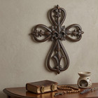 Fleur De Lis Wall Cross Cast Iron Rustic Tuscan Style Old World Decor 10 X 8 