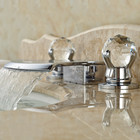 Widespread Chrome Waterfall Bathroom Sink Faucet 2 Handle 3holes Basin Mixer Tap