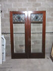   Antique Mahogany Double Doors With Stained And Beveled Glass 60 X 82  salvage