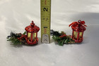Dollhouse Artisan Christmas Miniature 2 Red Holiday Lanterns W candle Signed Ks