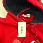 Mickey Mouse Red Sweatshirt Mouse Ears Hoodie Front Zip Fleece Oversize Nwt