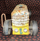 Vintage Marx Tin Toy Yellow And Green Wind-up Farm Tractor For Parts restoration
