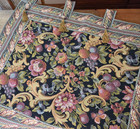 Tapisserie Tapestry Renaissance Wall Hanging Woven Floral Gold Tassels 46 wx42 l