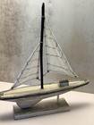 Wood Sail Boat Yacht Model Hand Carved crafted 12    Decor Seaside Ocean Nautical